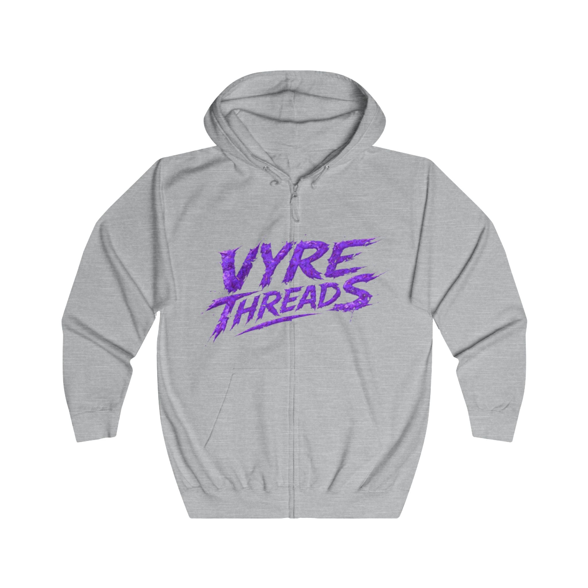 Vyre Threads Demon Zip Hoodie — Purple Flame Graphic Full-Zip Hoodie