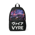 Retro Night Racer Backpack — VYRE Japanese Script Cyberpunk Car Design
