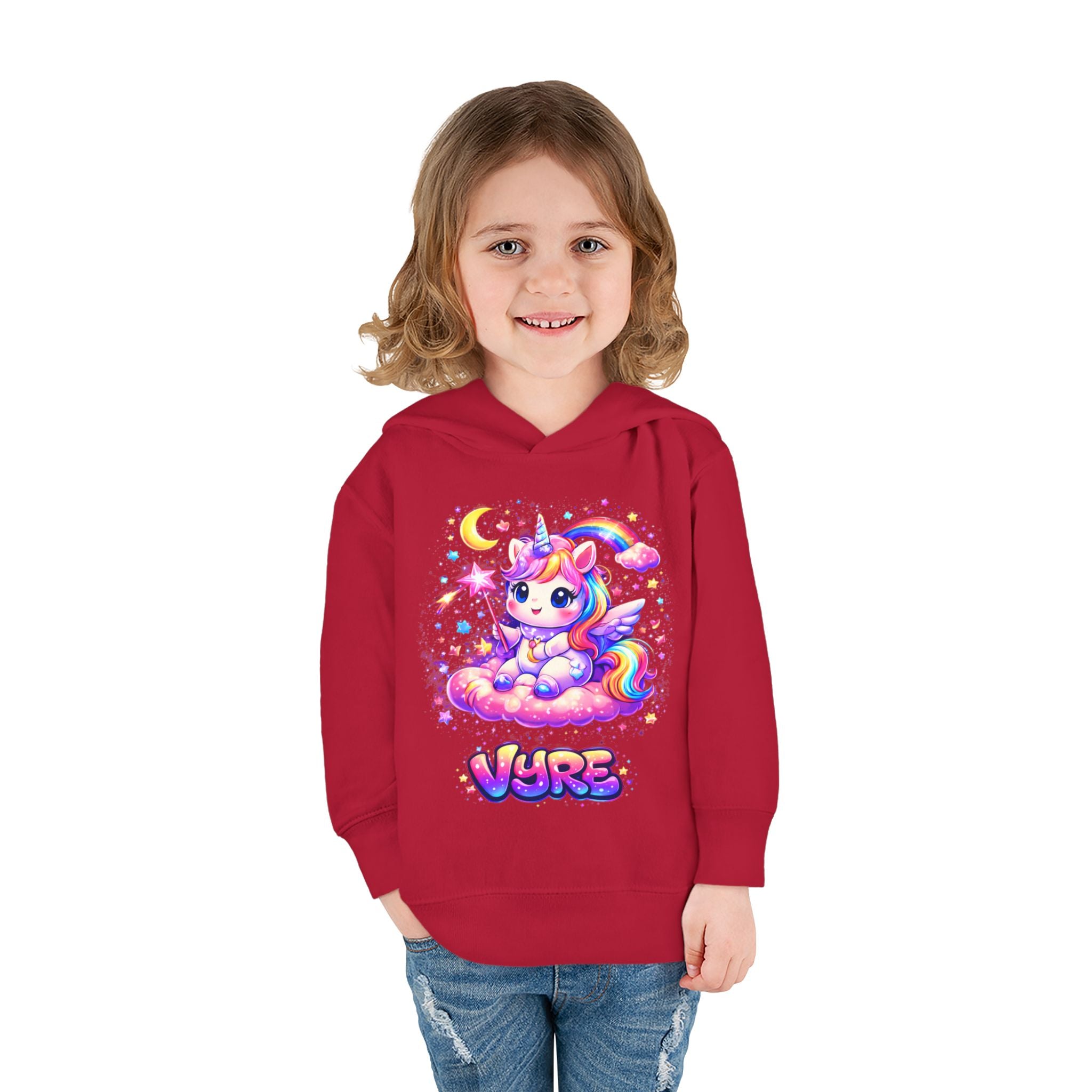 Cute Rainbow Unicorn Toddler Hoodie — "Vore" Graphic Pullover
