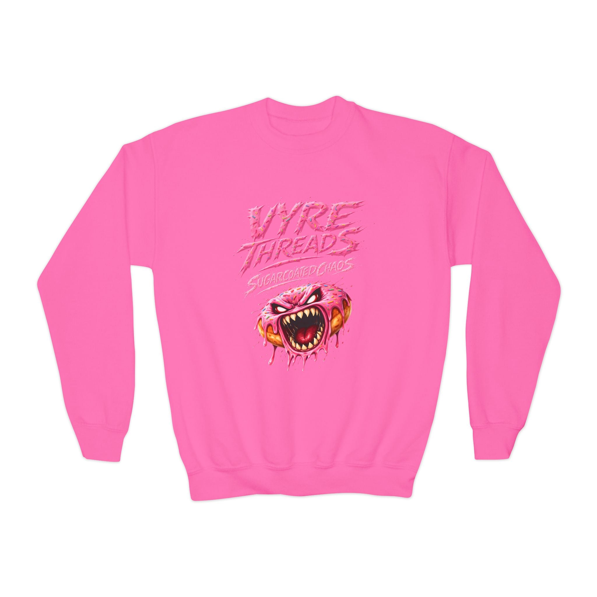 Vyre Threads Youth Crewneck Sweatshirt — Graphic Pink Monster Logo