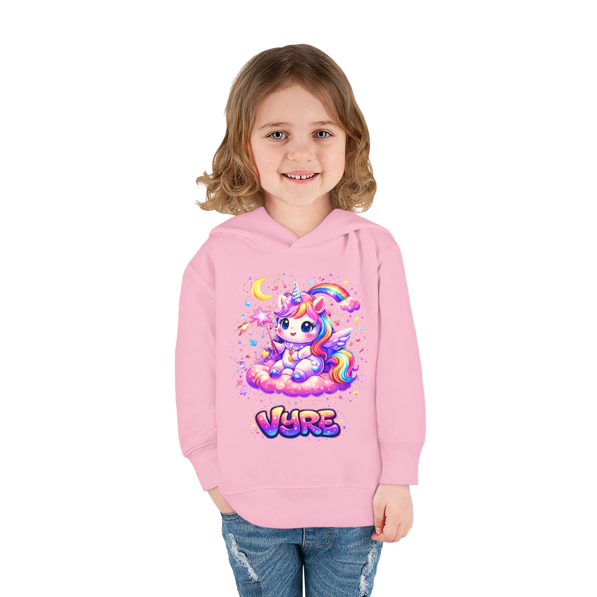 Cute Rainbow Unicorn Toddler Hoodie — "Vore" Graphic Pullover