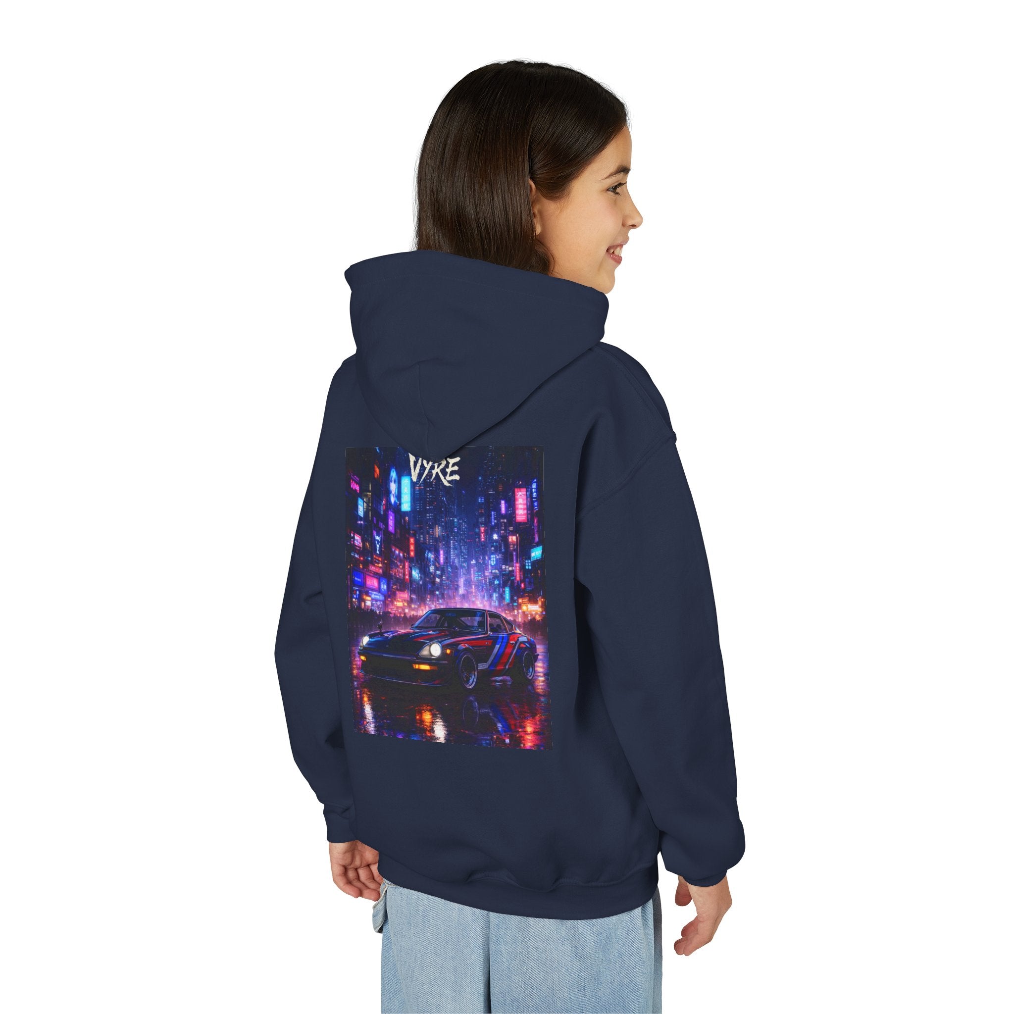 VYRE Cybercity Retro Kids Hoodie — Youth Cyberpunk Streetwear