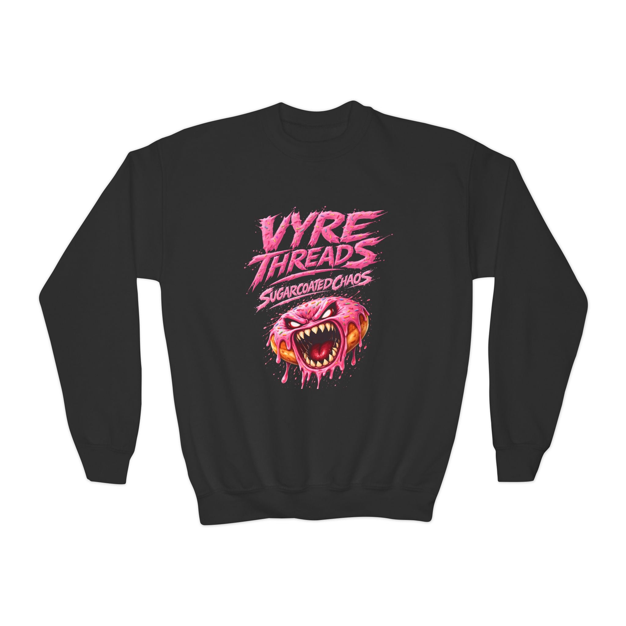 Vyre Threads Youth Crewneck Sweatshirt — Graphic Pink Monster Logo
