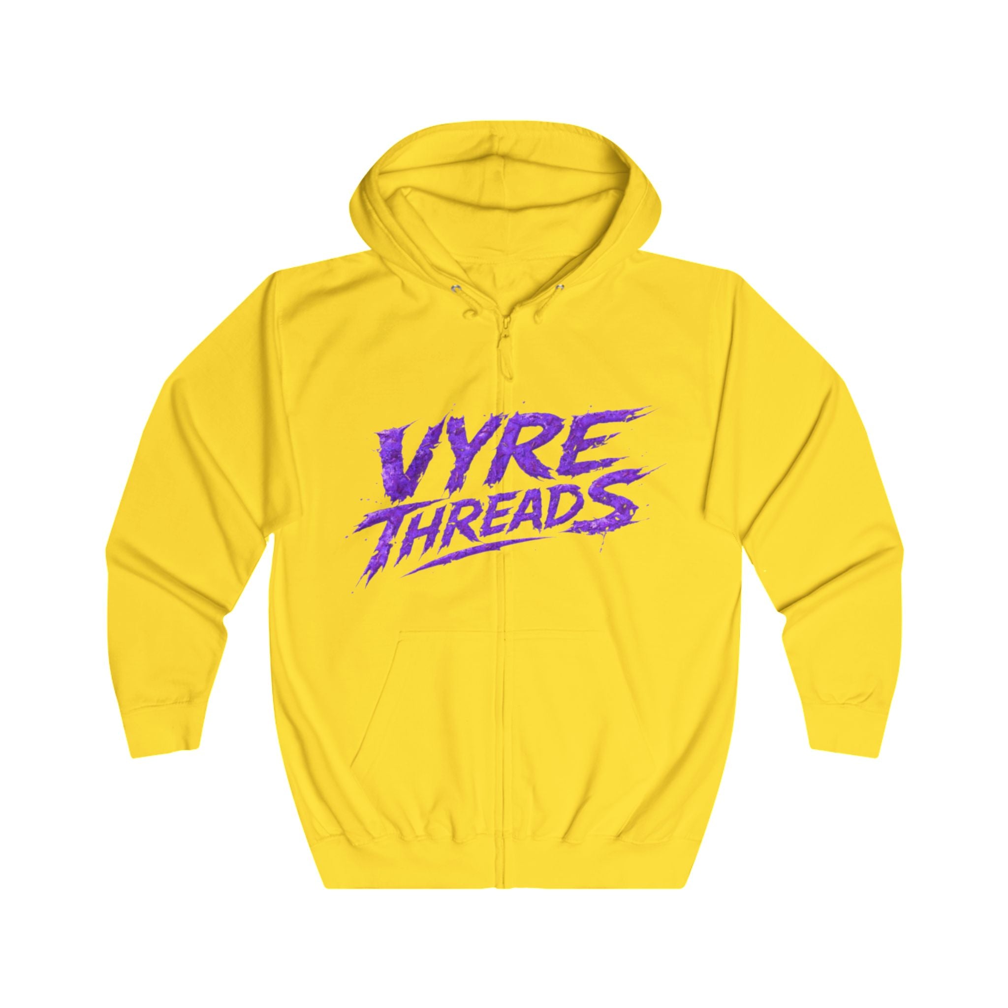 Vyre Threads Demon Zip Hoodie — Purple Flame Graphic Full-Zip Hoodie