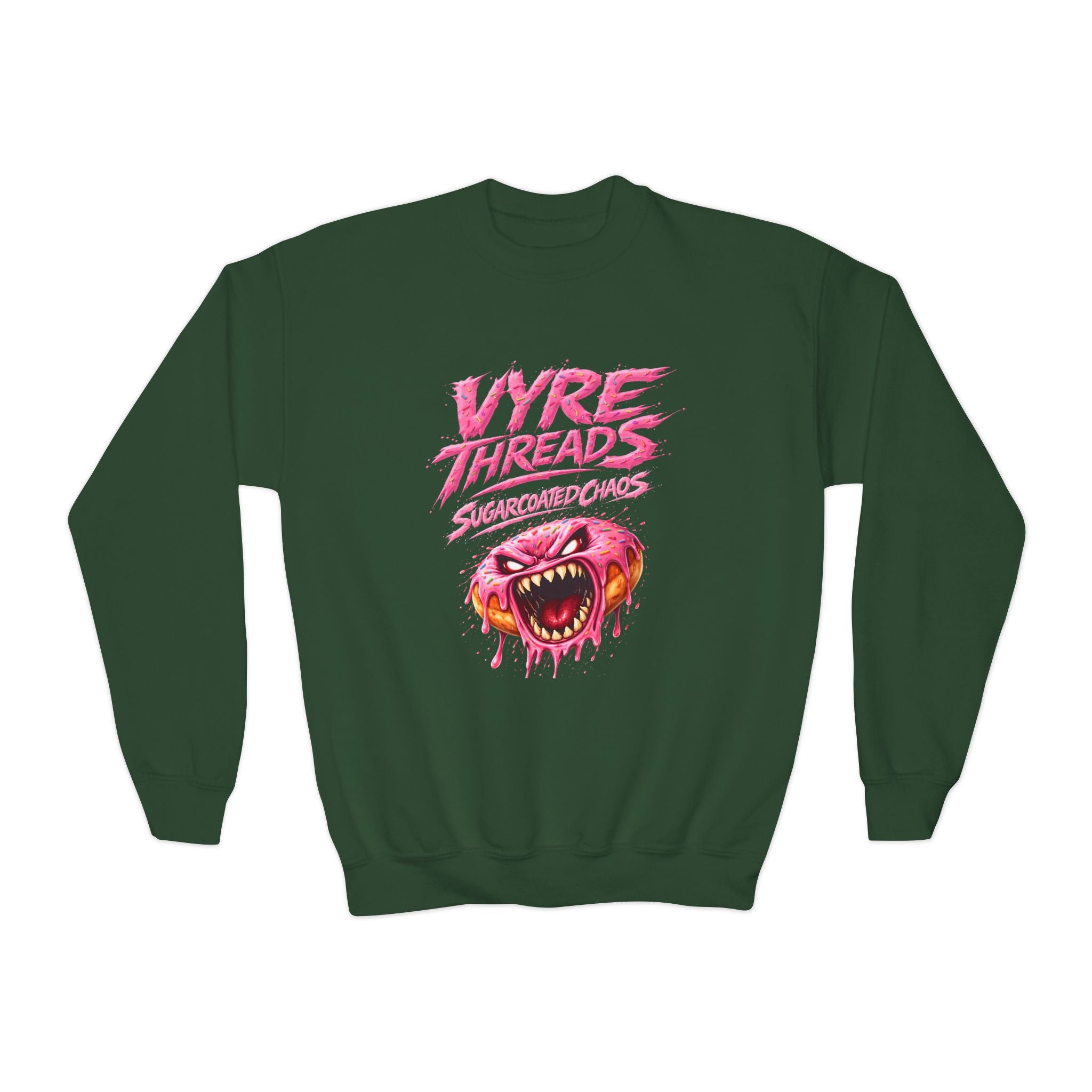 Vyre Threads Youth Crewneck Sweatshirt — Graphic Pink Monster Logo