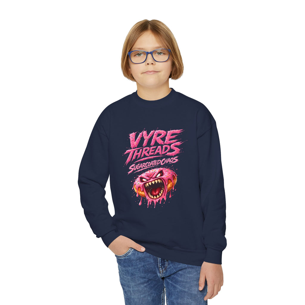 Vyre Threads Youth Crewneck Sweatshirt — Graphic Pink Monster Logo