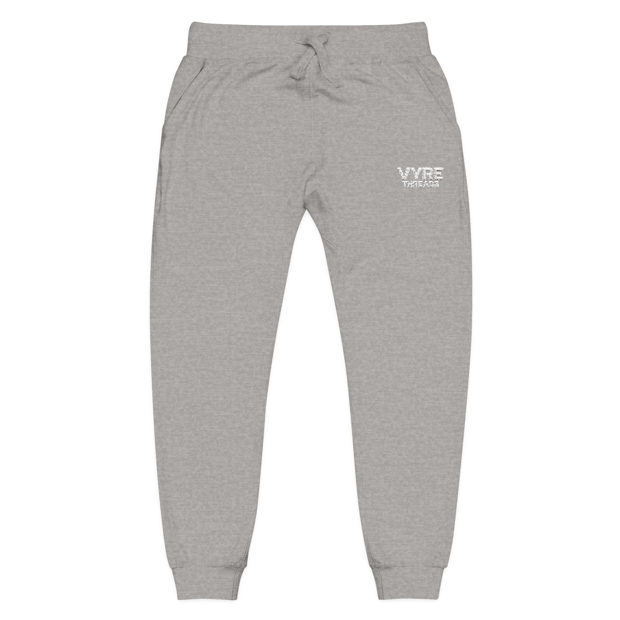 Embroidered VYRE Threads Fleece Sweatpants — Cozy Grey Joggers