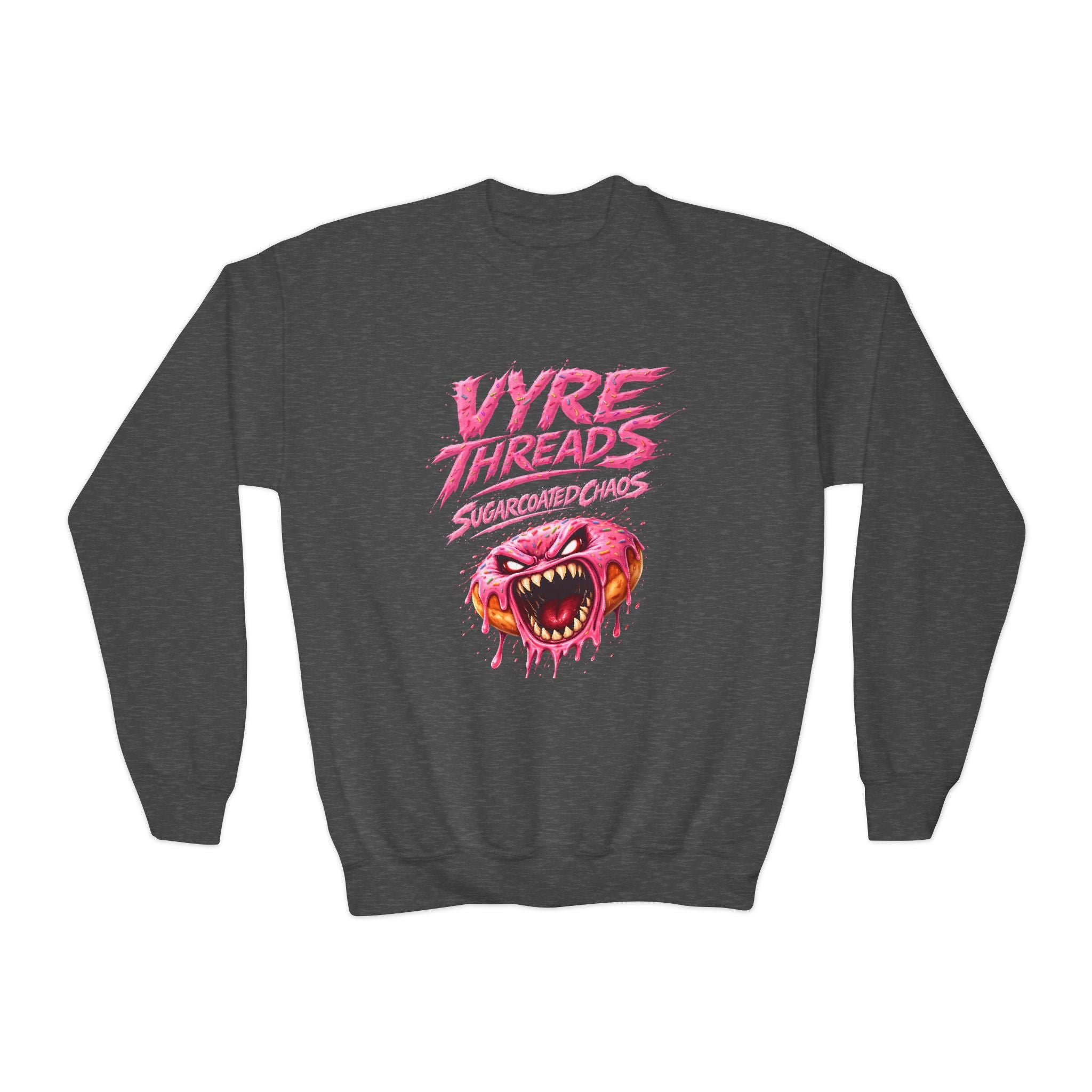 Vyre Threads Youth Crewneck Sweatshirt — Graphic Pink Monster Logo