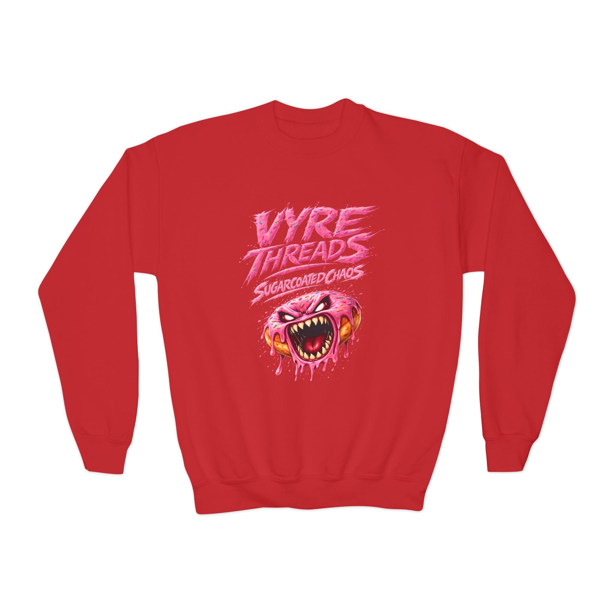 Vyre Threads Youth Crewneck Sweatshirt — Graphic Pink Monster Logo