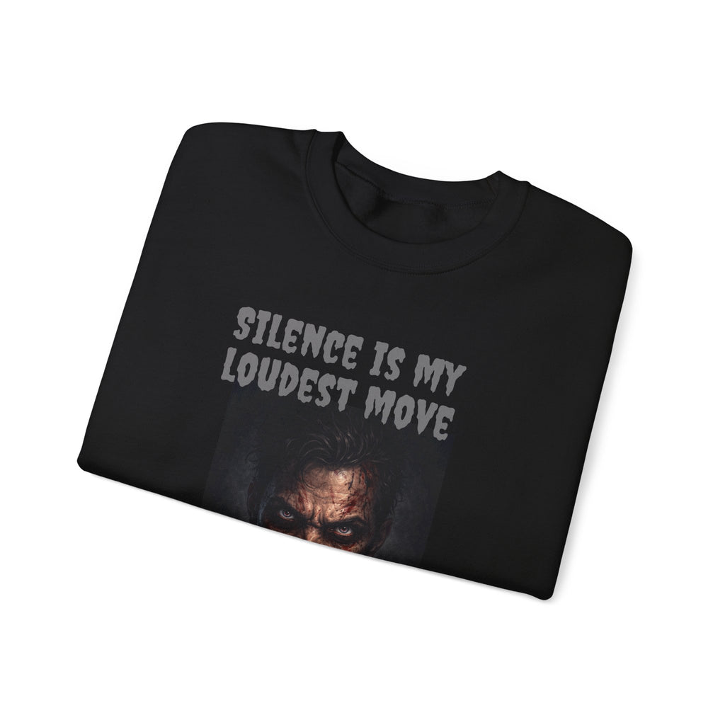Crewneck Sweatshirt — "Silence Is My Loudest Move" Dark Joker Graphic