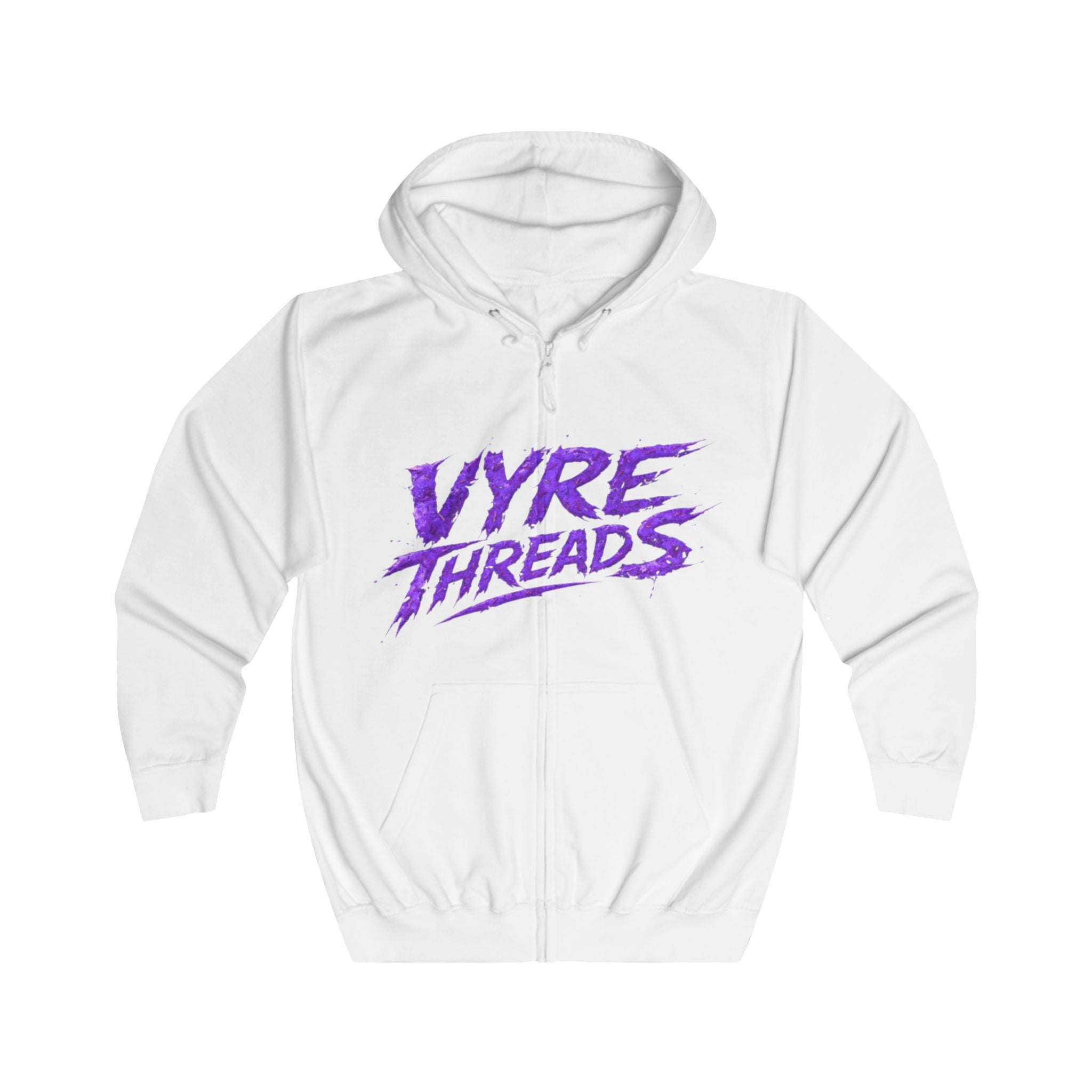 Vyre Threads Demon Zip Hoodie — Purple Flame Graphic Full-Zip Hoodie