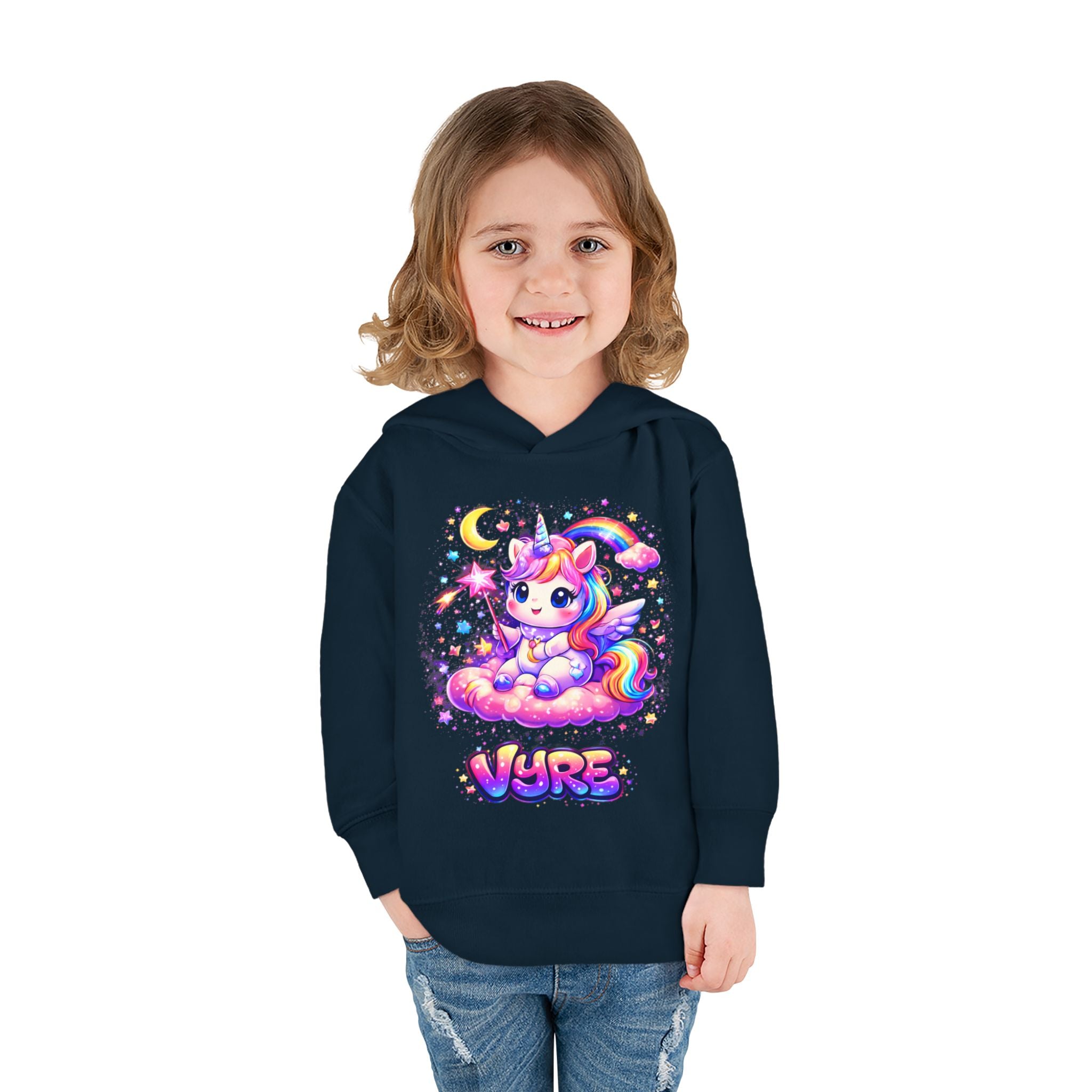Cute Rainbow Unicorn Toddler Hoodie — "Vore" Graphic Pullover