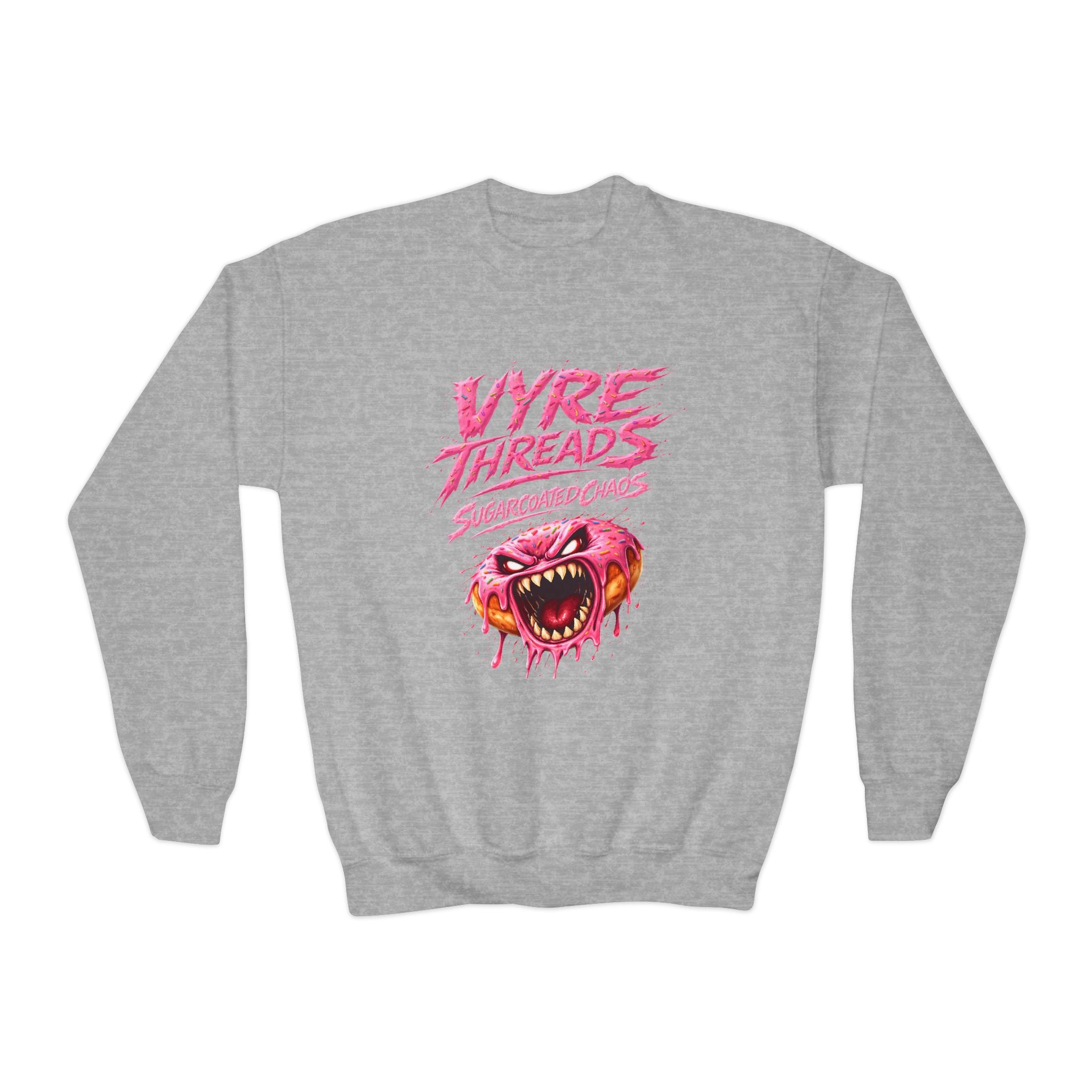 Vyre Threads Youth Crewneck Sweatshirt — Graphic Pink Monster Logo