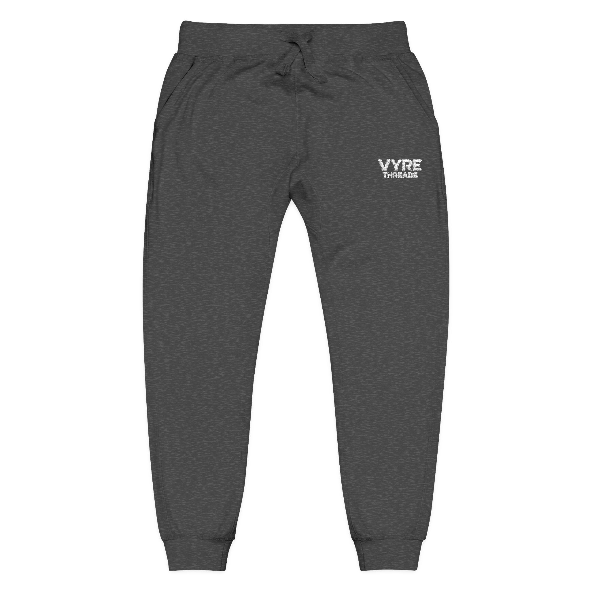 Embroidered VYRE Threads Fleece Sweatpants — Cozy Grey Joggers