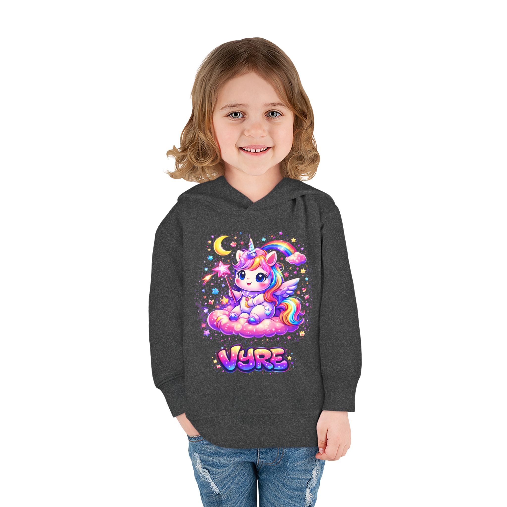 Cute Rainbow Unicorn Toddler Hoodie — "Vore" Graphic Pullover