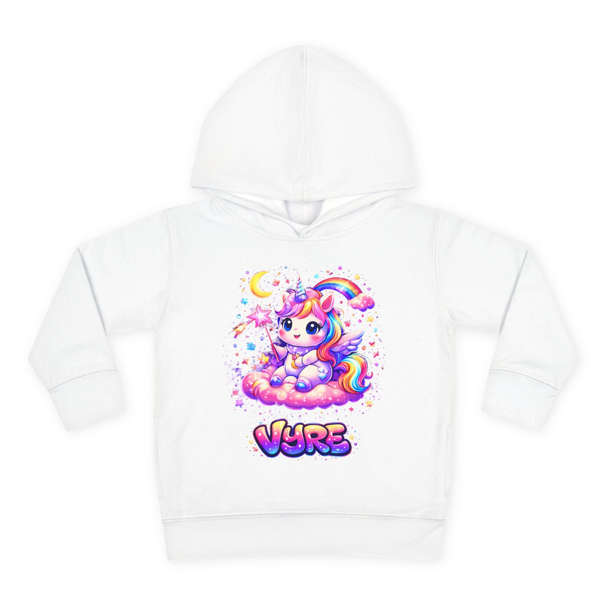 Cute Rainbow Unicorn Toddler Hoodie — "Vore" Graphic Pullover