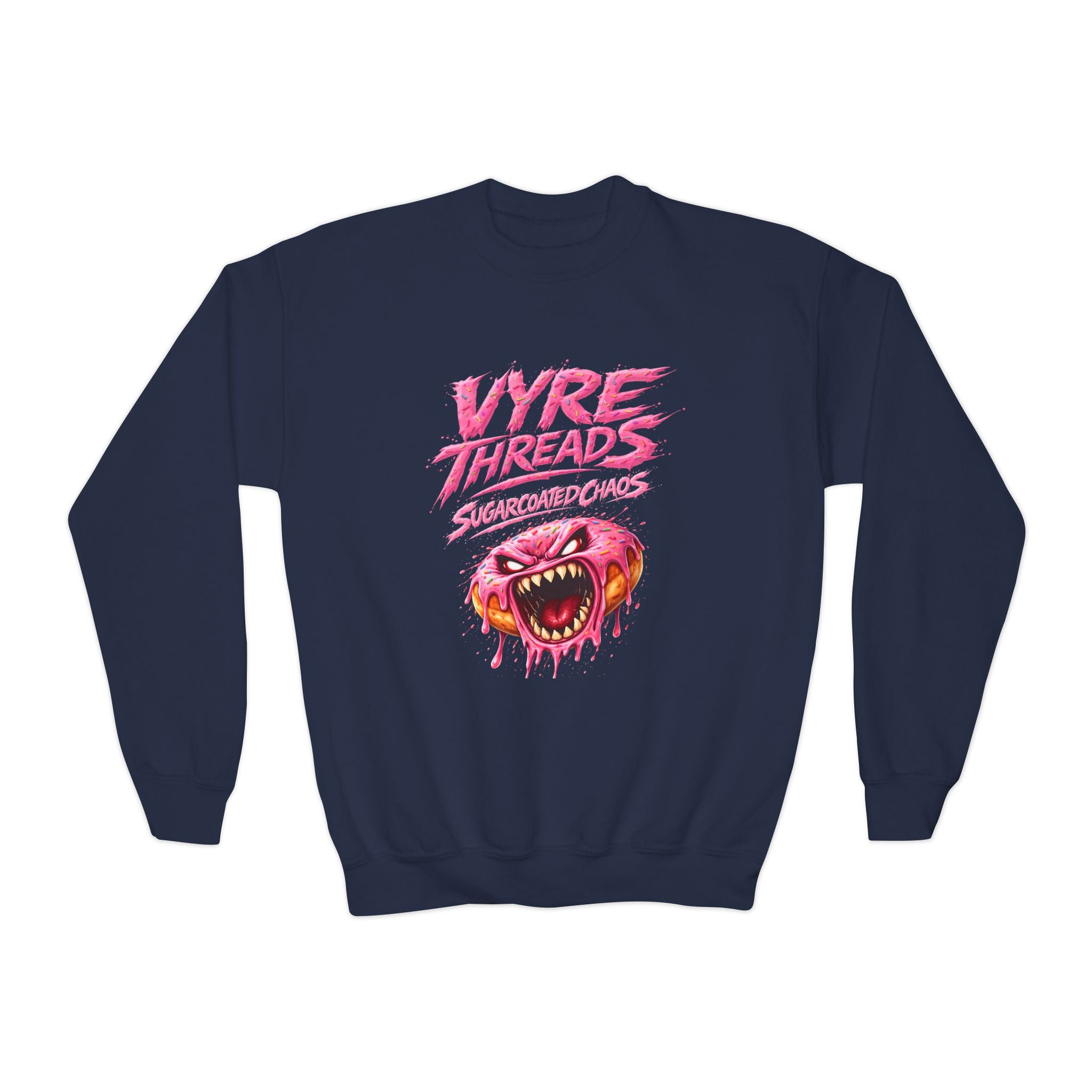 Vyre Threads Youth Crewneck Sweatshirt — Graphic Pink Monster Logo