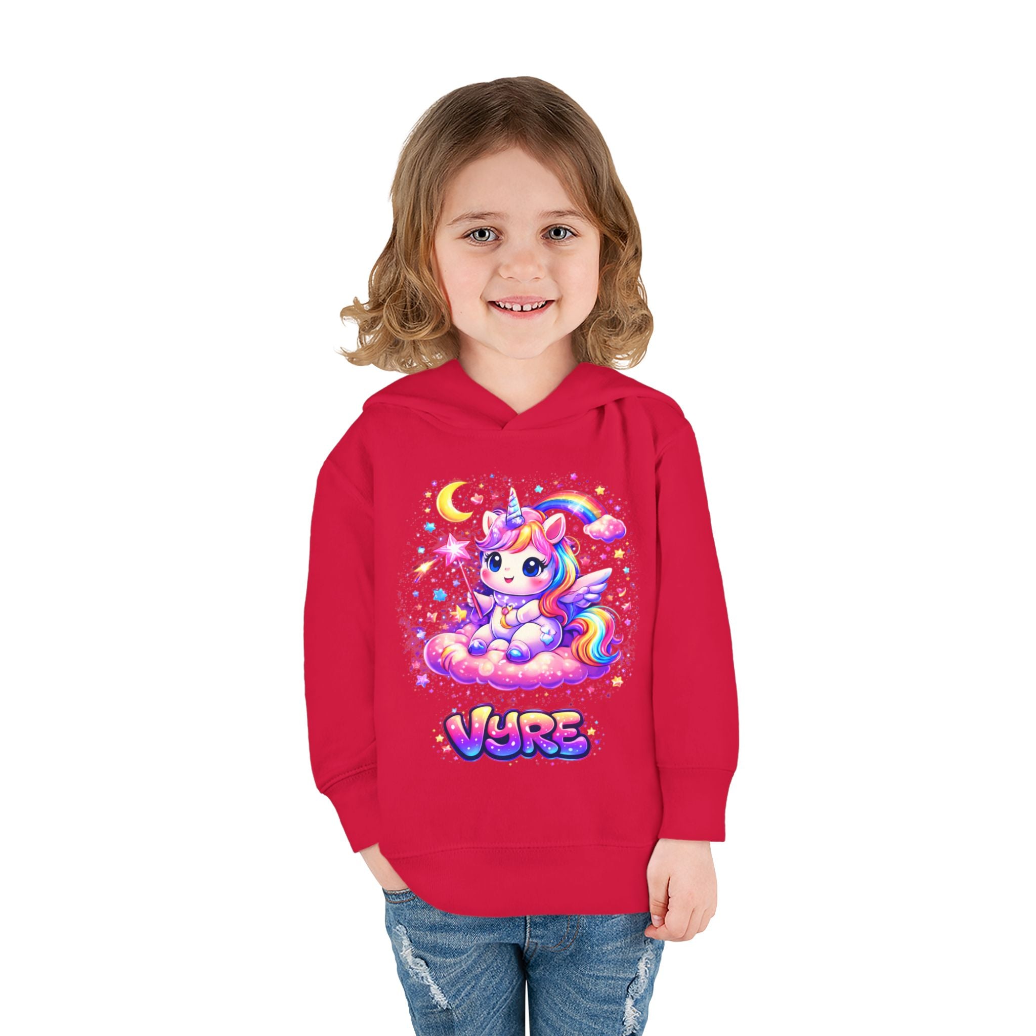 Cute Rainbow Unicorn Toddler Hoodie — "Vore" Graphic Pullover