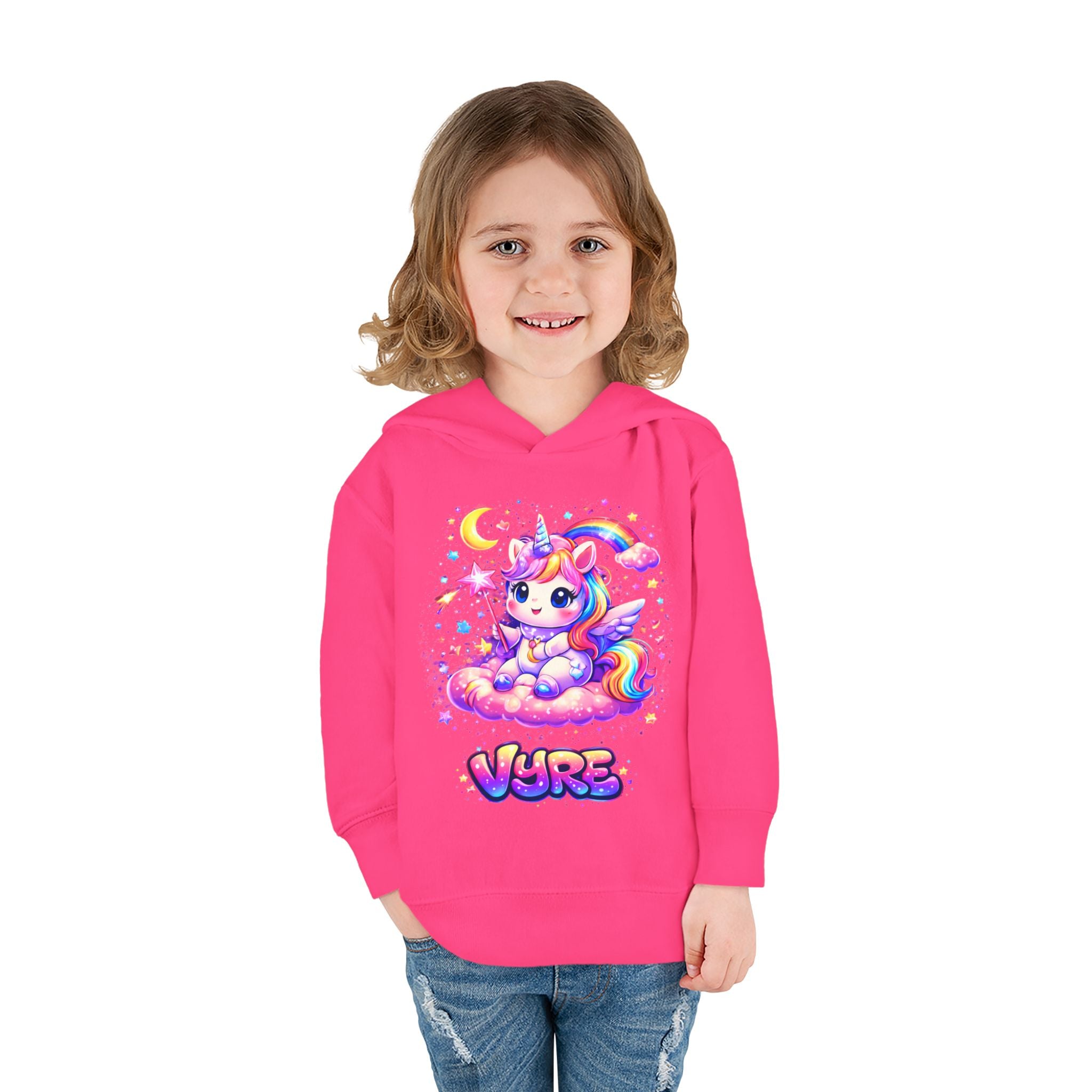 Cute Rainbow Unicorn Toddler Hoodie — "Vore" Graphic Pullover
