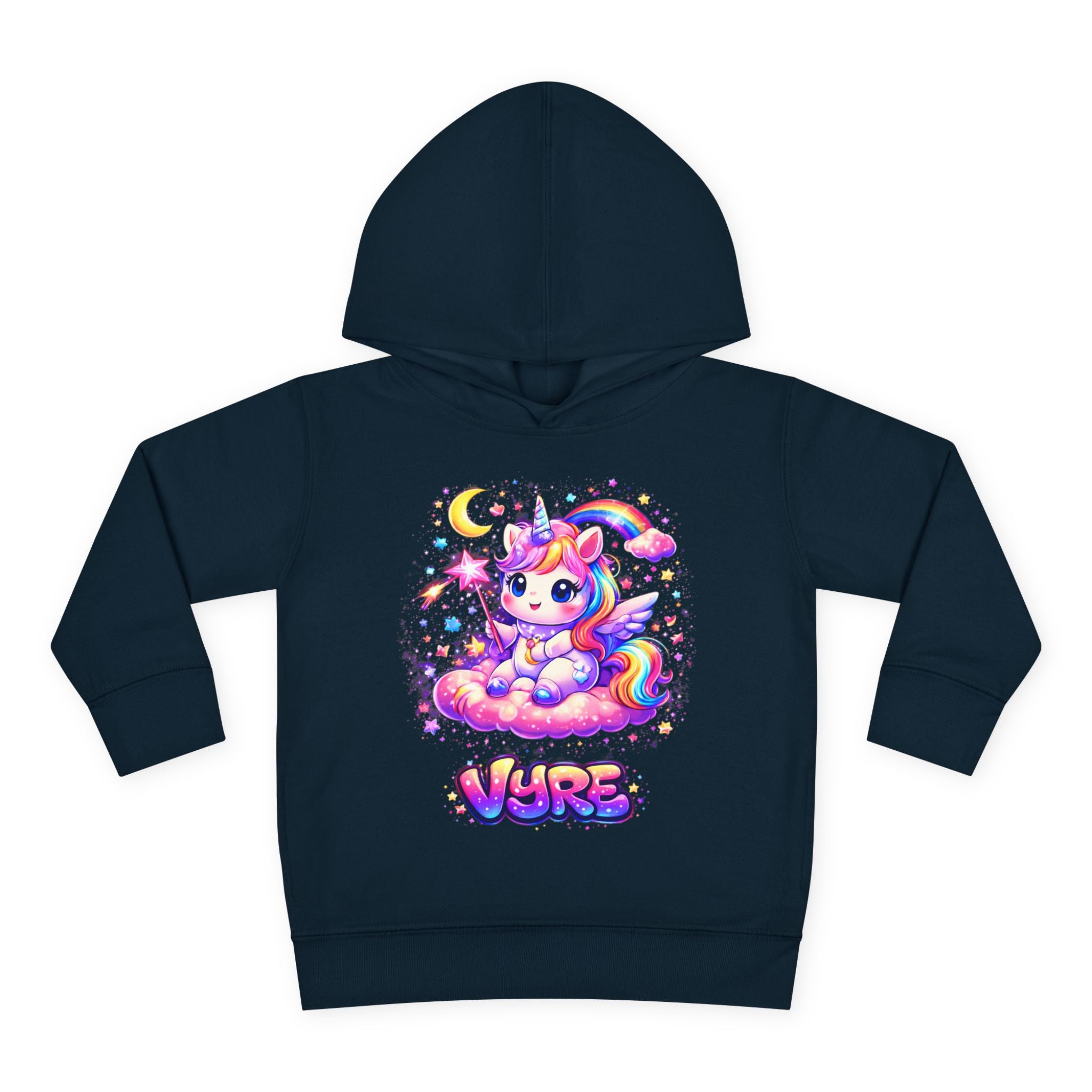 Cute Rainbow Unicorn Toddler Hoodie — "Vore" Graphic Pullover