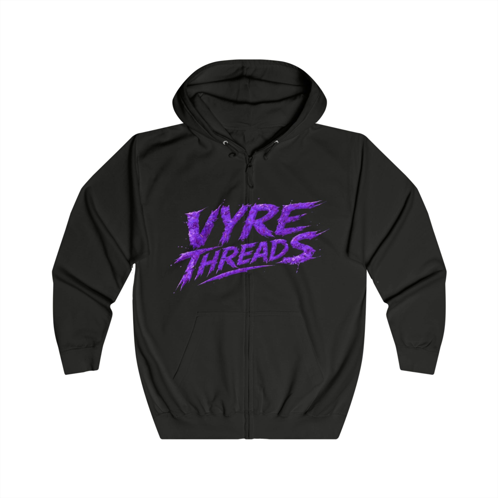 Vyre Threads Demon Zip Hoodie — Purple Flame Graphic Full-Zip Hoodie