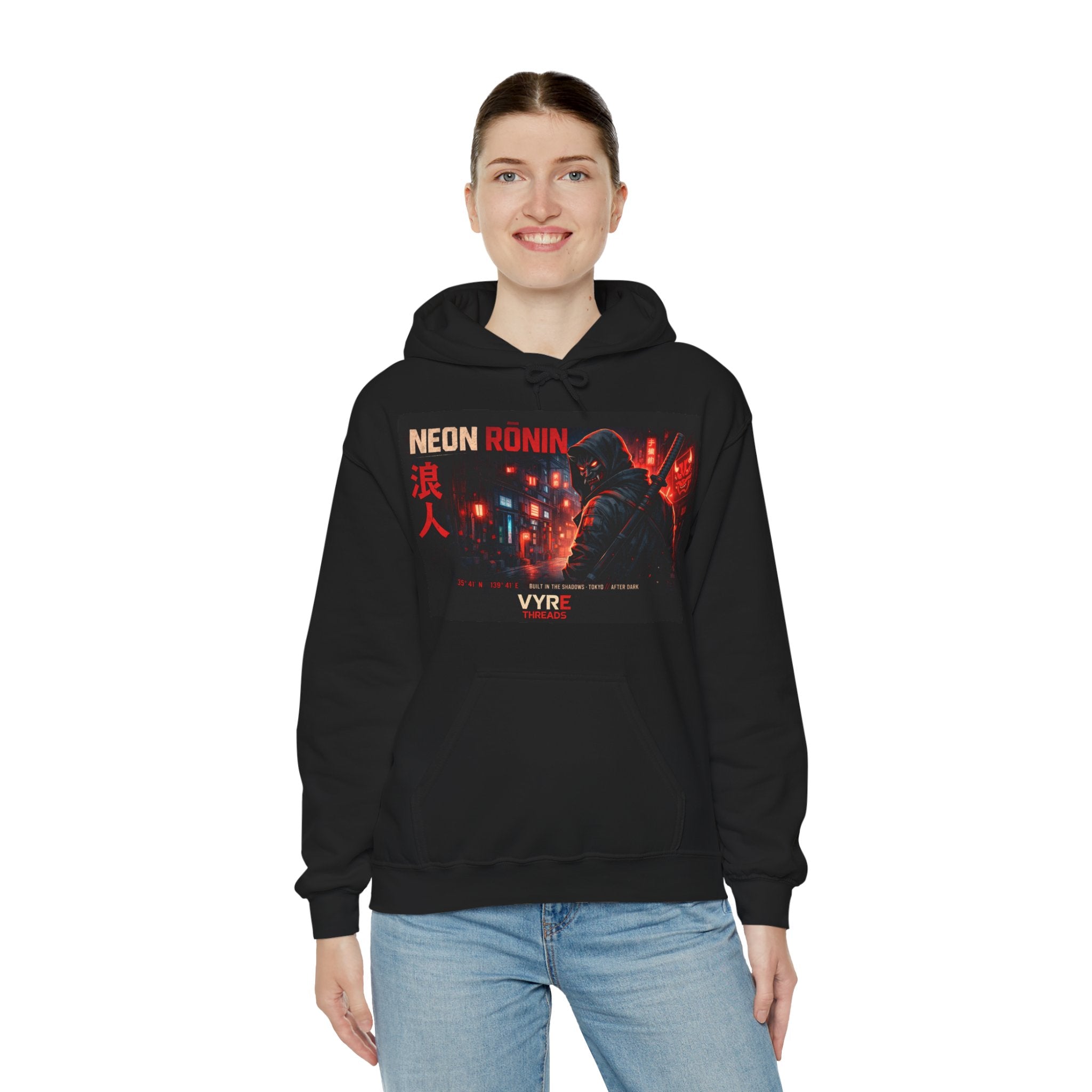 Hoodie — 'Neon Ronin' Cyberpunk Samurai Graphic Hoodie
