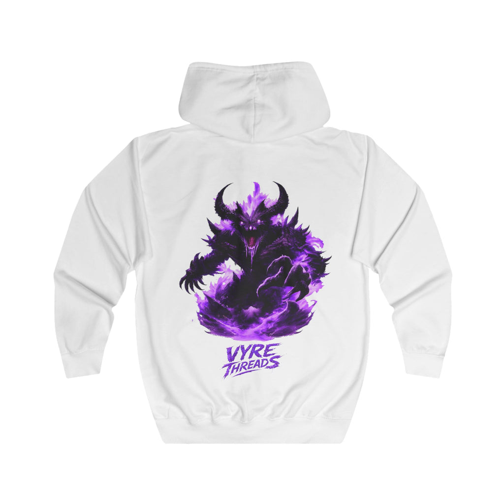 Vyre Threads Demon Zip Hoodie — Purple Flame Graphic Full-Zip Hoodie