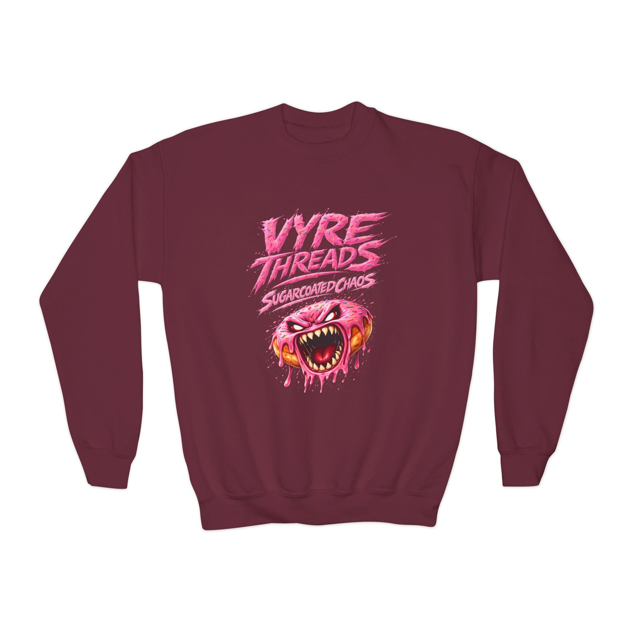 Vyre Threads Youth Crewneck Sweatshirt — Graphic Pink Monster Logo